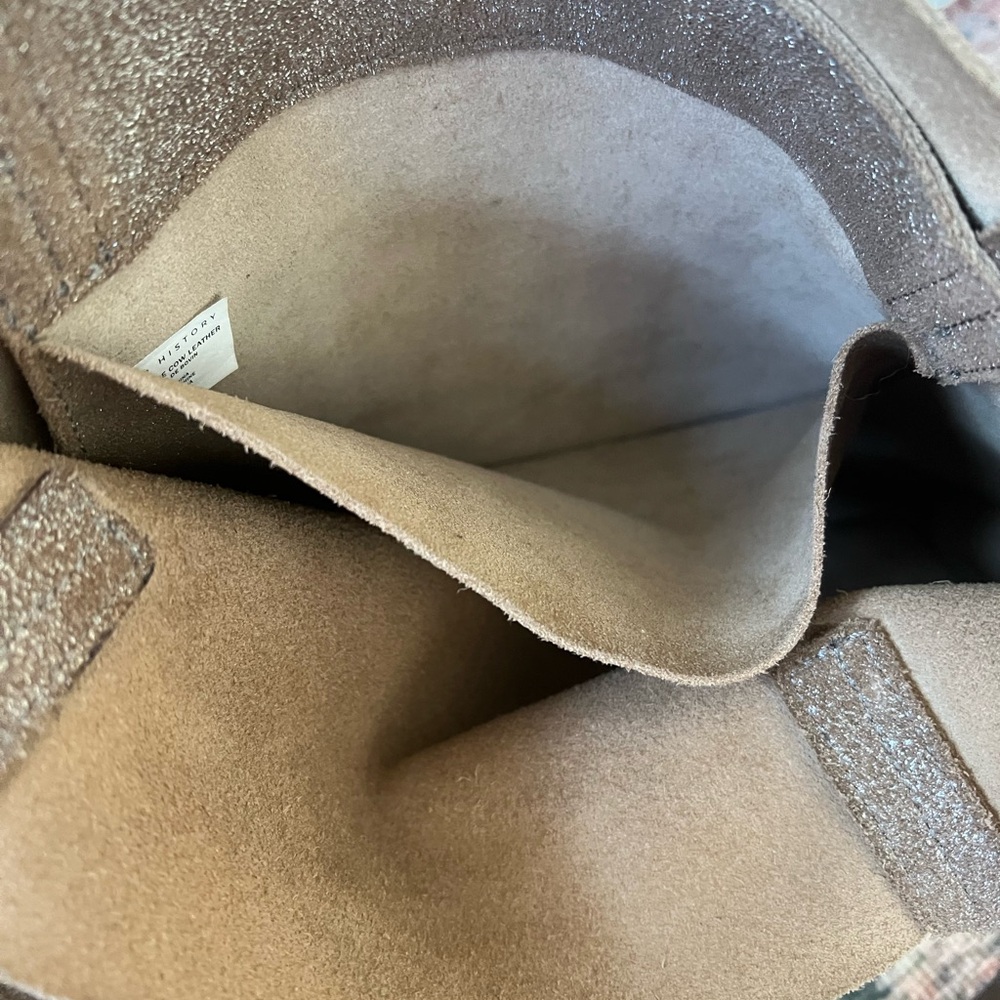 Minor History Leather Gold Taupe Sparkle Magazine Tote View 6